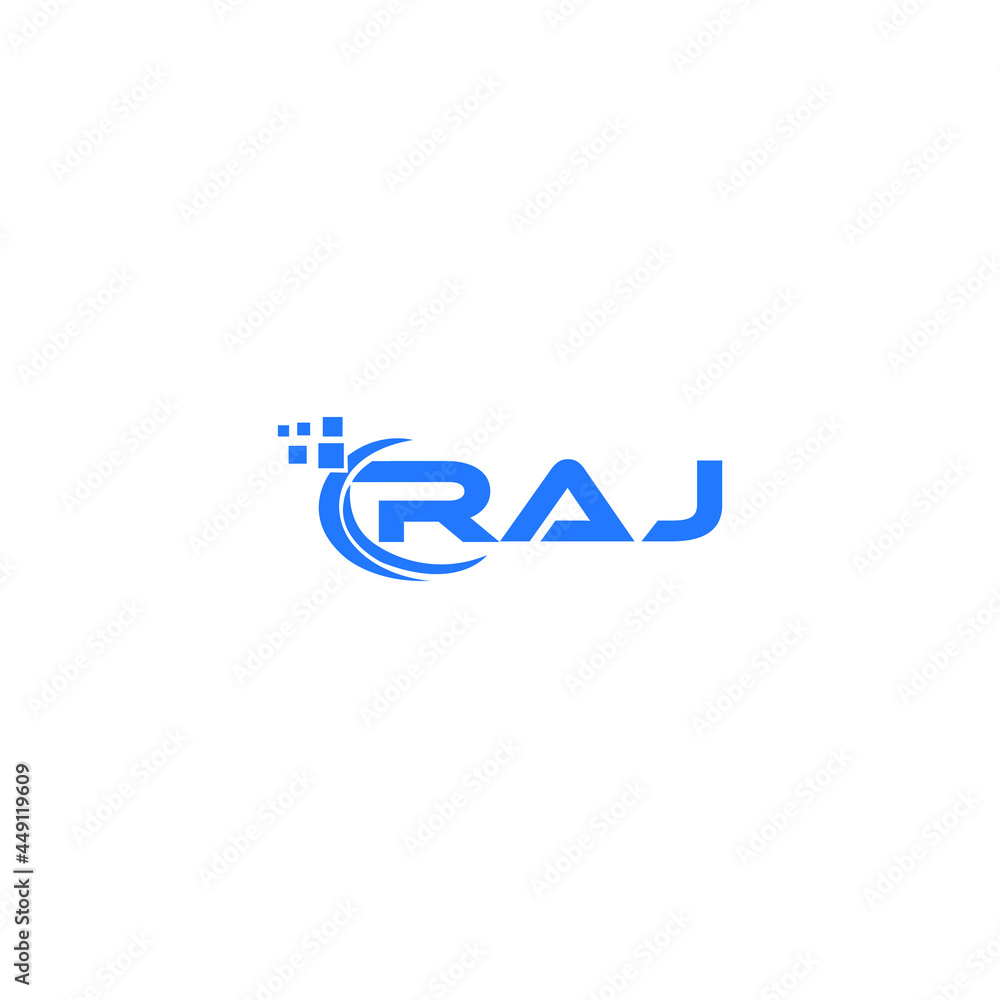 RAJ letter logo design on white background. RAJ creative initials letter logo concept. RAJ letter design.  - obrazy, fototapety, plakaty 