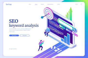 Wall Mural - vector banner of seo keyword analysis
