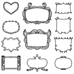 Wall Mural - set of doodle frames hand drawn vector on white background