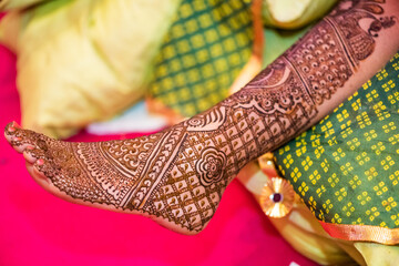 Canvas Print - henna design, bride , traditional hindu wedding, Rajasthan, India	