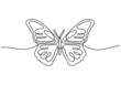 Continuous one line drawing of beautiful butterfly for company logo identity. Salon and spa healthcare business icon concept from animal shape. Minimalist vector illustration on white background.