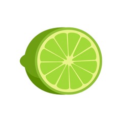 Wall Mural - Cutted fresh lime icon flat isolated vector