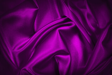 Wall Mural - Beautiful purple silk satin background. Wavy soft folds. Luxurious silky fabric backdrop with copy space for design. Web banner.