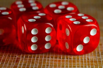 Sticker - Closeup shot of transparent red dices