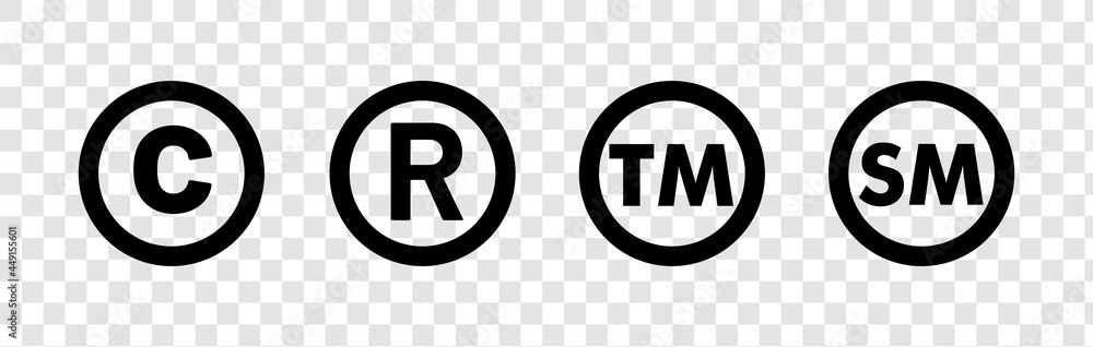 Copyright And Registered Trademark Icon Set Vector. Collection Of ...