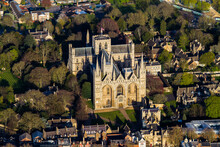 Aerial Shot Of The Peterborough Cathedral In Peterborough, England During Daylight