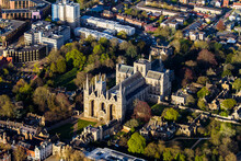 Aerial Shot Of The Peterborough Cathedral In Peterborough, England During Daylight