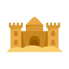 Wall Mural - Big sand castle icon flat isolated vector