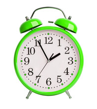 Green Alarm Clock On White Background