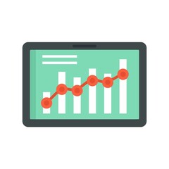 Canvas Print - Tablet business graph icon flat isolated vector