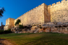 Jerusalem Old City Walls At Night