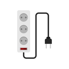 Wall Mural - Electric extension cords icon flat isolated vector