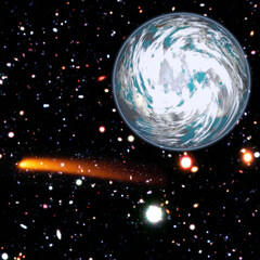 Wall Mural - comet over the earth. meteor rain. the elements of this image furnished by nasa.