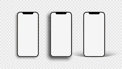 Wall Mural - Mockup smartphone with three different shadows isolated on transparent background. Vector illustration EPS 10