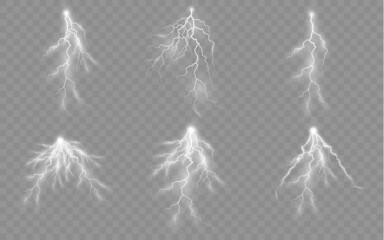 Wall Mural - set of zippers, thunderstorm and effect lightning.