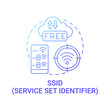 Set service identifier gradient blue concept icon. Unique name of network abstract idea thin line illustration. Sequence of characters to identify network. Vector isolated outline color drawing.