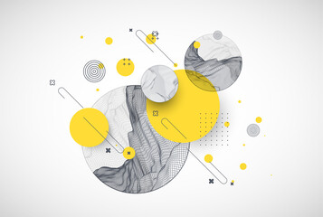 trendy abstract wireframe background. modern science or technology art elements. surface illustratio