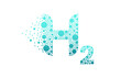 Hydrogen H2 bubble logo design isolated on white background. Hydrogen icon vector illustration.
