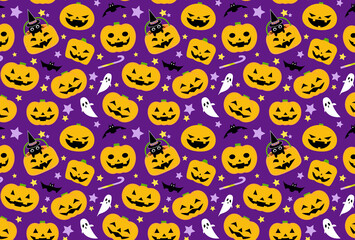 seamless pattern with halloween monsters