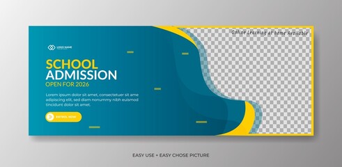 Wall Mural - Modern and simple school admissions web banner design template 