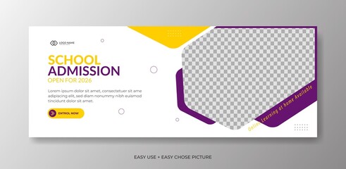 Wall Mural - Modern and simple school admissions web banner design template 