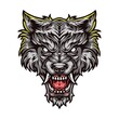 Aggressive werewolf beast colorful head