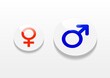 © tota - 男女の性別記号の立体的なボタンあるイラスト