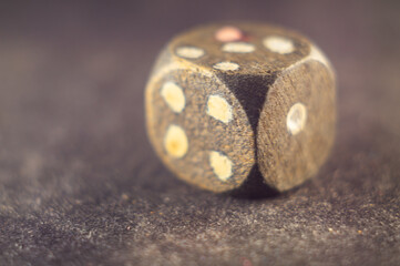 Sticker - Closeup shot of a wooden dice