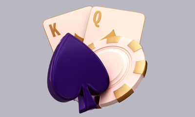 casino poker blackjack baccarat cards 3d render illustration