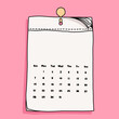 © sasa_elebea - Illustration of a 31 days Monthly Calendar with Pages. Isolated Blank Mockup Design With Space for Text and Logo, on a Pink Background