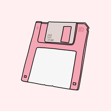 Pink Floppy Disk Isolated On White Background