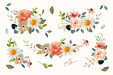 Fototapeta Dziecięca - beautiful flower arrangement watercolor collection