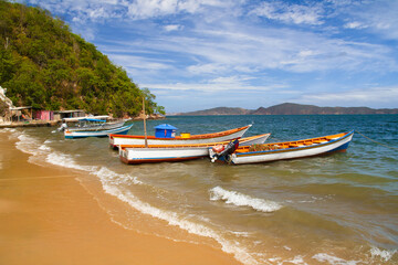 Sticker - Fishing boats on Playa Cochaima, Santa Fe - Venezuela