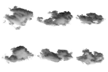 Wall Mural - set of isolated clouds on white background.