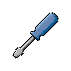 Sticker - Pixel screwdriver icon. Colored contour linear silhouette. Side view. Vector simple flat graphic illustration. The isolated object on a white background. Isolate.