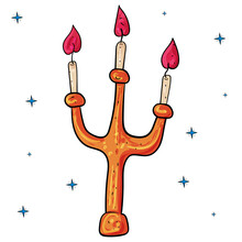 Retro Candlestick Vector Clip Art Illustration With Holiday Symbols