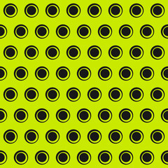 Fototapete - Yellow background and black polka dots. Vector seamless black dots.