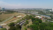 Villa Lobos Park in São Paulo, in the Pinheiros region. Skate rink in the park. Aerial view