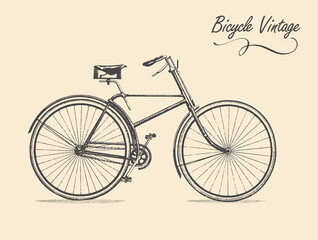 Sticker - Old classic vintage bicycle. Vector