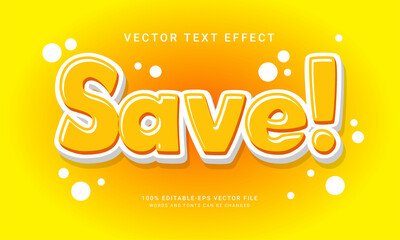 Wall Mural - Save comic editable text style effect with yellow color