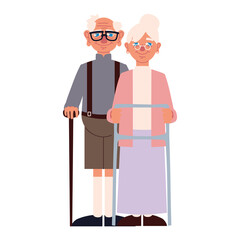 Canvas Print - cartoon grandpa and grandma