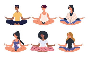 Sticker - people meditating in lotus posture