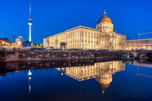 The Reconstructed Berlin City Palace And The Television Tower At Night