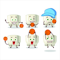 Wall Mural - Talented glass of sake cartoon character as a basketball athlete. Vector illustration