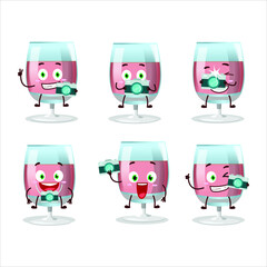 Sticker - Photographer profession emoticon with rose wine cartoon character. Vector illustration