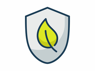 Wall Mural - ecology environment protection shield leaf save single isolated icon with filled line style
