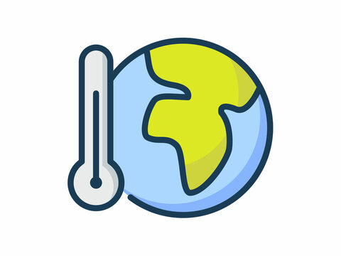 global warming earth weather climate change single isolated icon with filled line style