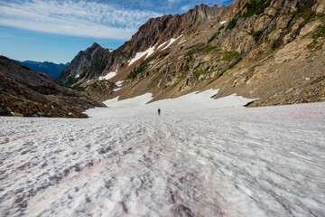 Wall Mural - Hike in snowy mountains