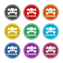 Sticker - Danger sign color icon set isolated on white background