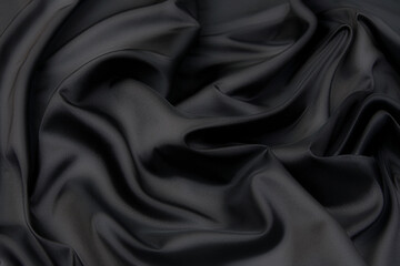 Wall Mural - Velvet silk or cotton or wool fabric tissue. Dark gray or black color. Texture, background, pattern.